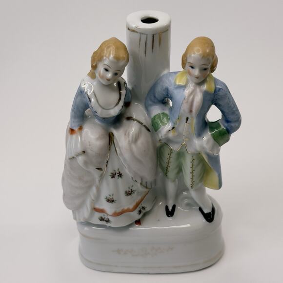 Occupied Japan Figurine 18th Century Couple Lamp Base Hand Painted 1945-1952 VTG - Picture 13 of 14